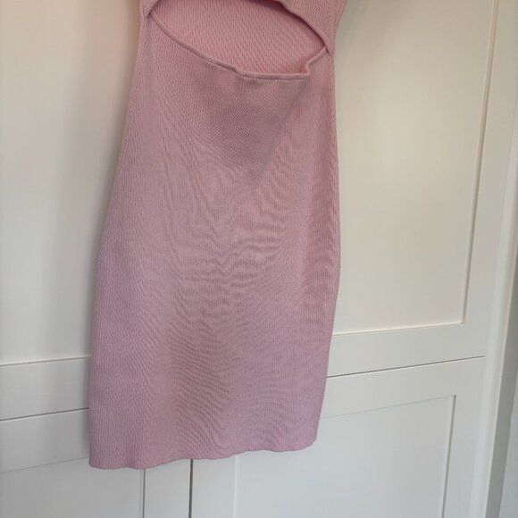 Wilfred Ribbed Baby Pink Cut-out Knit Mini Dress - Picture 6 of 14